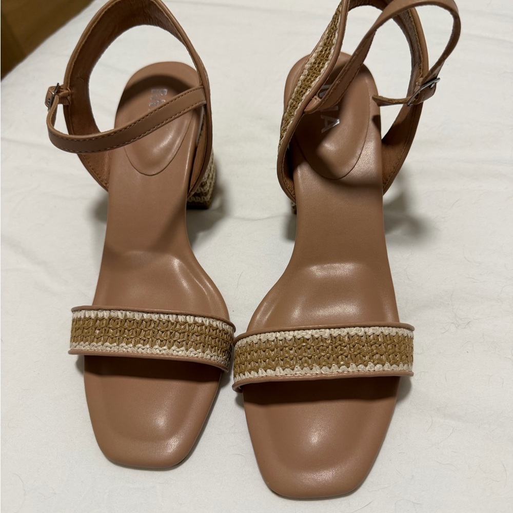 MIA Tan and Cream Heeled Sandals